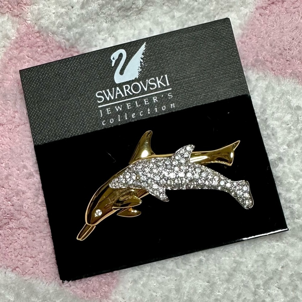 Swarovski Crystal Dolphins Brooch